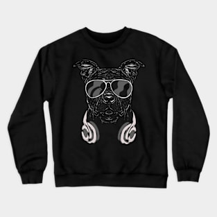 Dog with headphones and cool music glasses Crewneck Sweatshirt